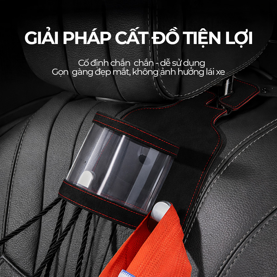 CIND BO-L021 (Đen) Móc treo đôi + đựng ly sau ghế (da)