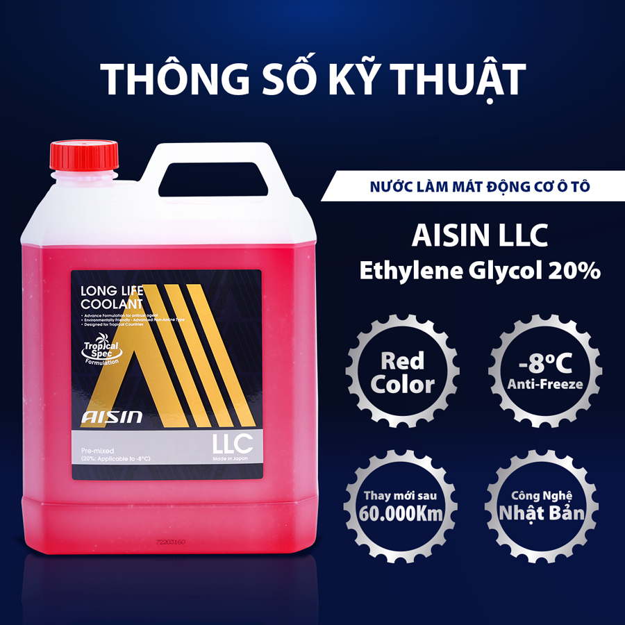 Nước giải nhiệt Aisin (màu đỏ/ 4 Lít) LCPM20A4LR