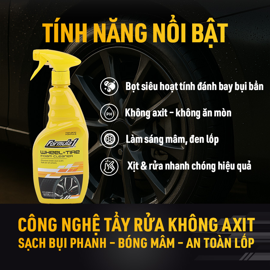 Đánh bóng mâm + Vỏ xe (Wheel+Tire) Formula 1 (680ml) # 615264