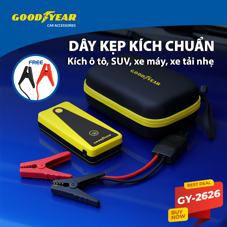 Bộ kích điện GOODYEAR GY-2626 12V 6400mAh - 400A - 22.35Wh - 1.6A mặt đồng hồ điện tử