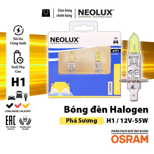 [BDNLXH112VN448W] Bóng Halogen Phá Sương H1 12V 55W P14.5S N448W-2SCB Hiệu Neolux