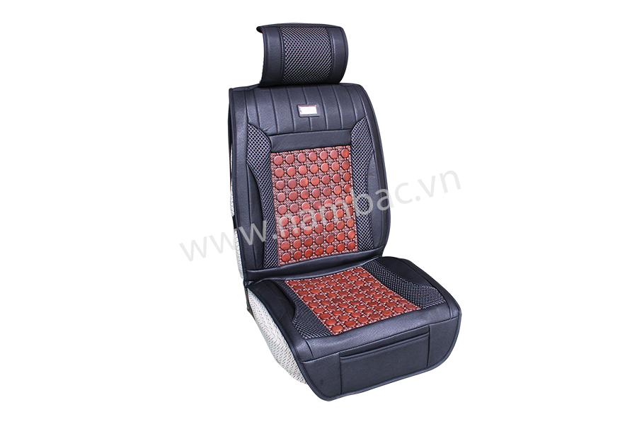 Bộ lót ghế da cao cấp hạt gỗ (ST-15008-1-Black) Đen - không gù (1set/5pcs)