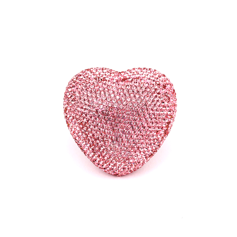 Dầu thơm ghim máy lạnh hình trái tim đính hạt BOH-013 hồng