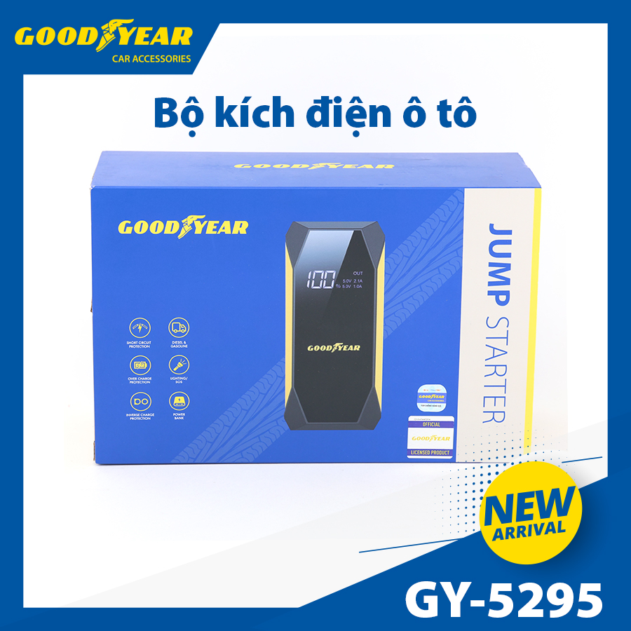 Bộ kích điện GOODYEAR GY-5295 12V 10000mAh - 500A - 37Wh - 2.5A mặt đồng hồ điện tử