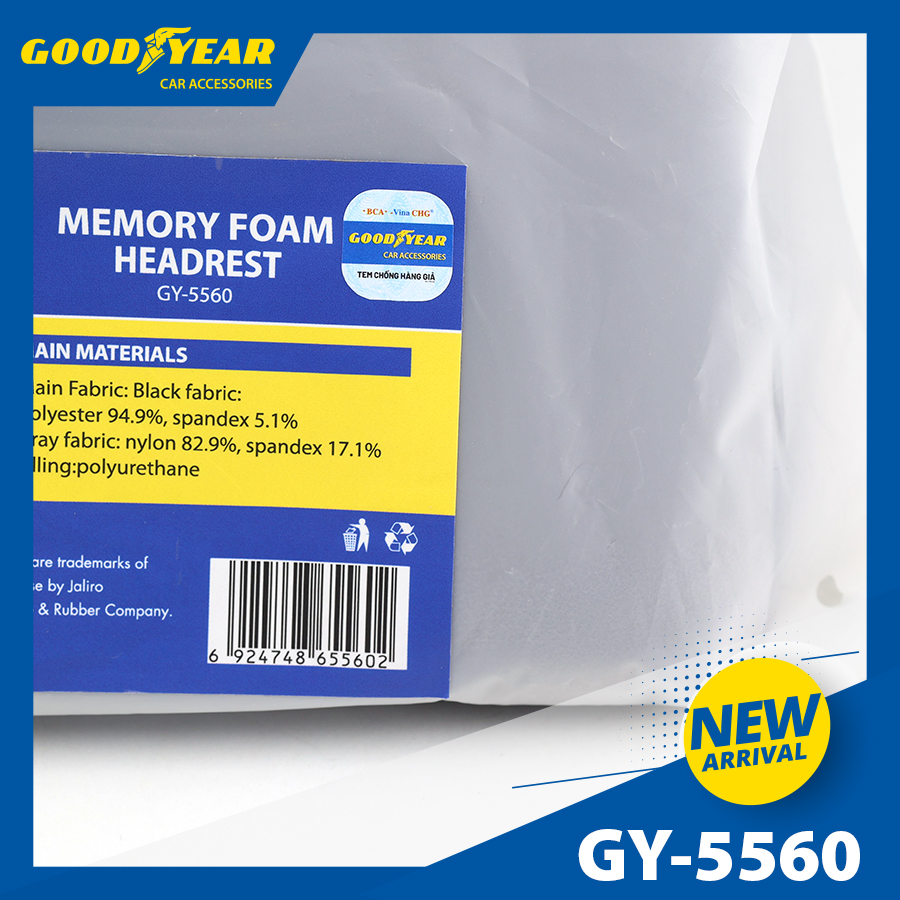 Gối đầu cao cấp GOODYEAR GY-5560 (26*21*10CM) xám đen