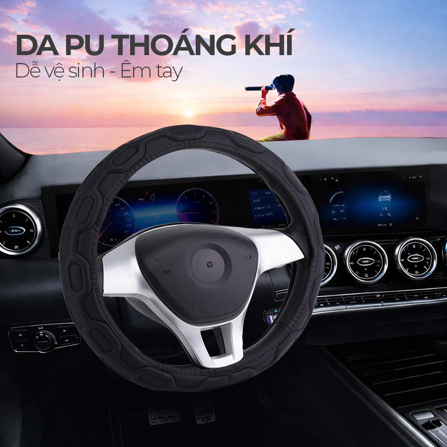 Bao vô lăng CIND PU+TPE Y021 size M đen