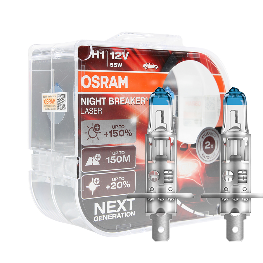 Bóng H1 - 12V 55W 64150NL-HCB NBL Tăng sáng 150% Hiệu Osram