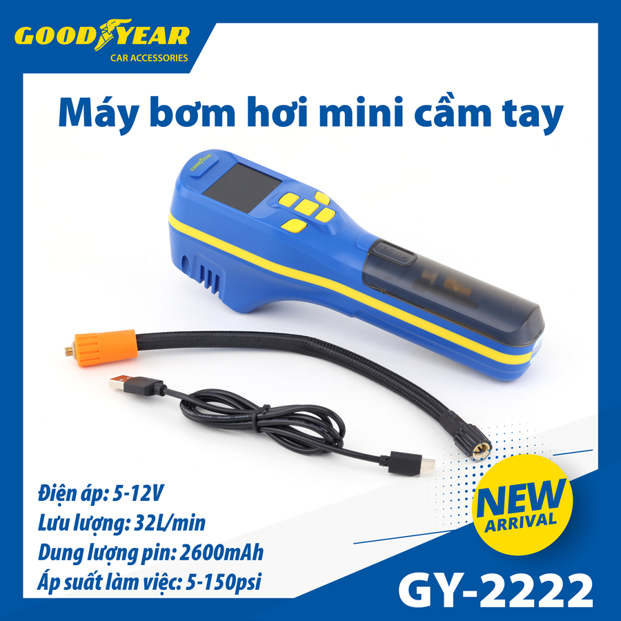 Máy bơm cầm tay không dây GOODYEAR GY-2222 2600mAh-150PSI-20L/min