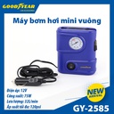 Máy bơm hơi mini vuông GOODYEAR GY-2585 12V - 75W - 10A - 100psi - 32L/min mặt đồng hồ cơ