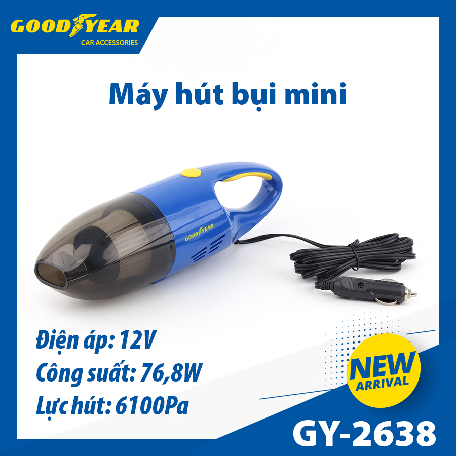 Máy hút bụi mini GOODYEAR GY-2638 12V 76.8W, 6100PA