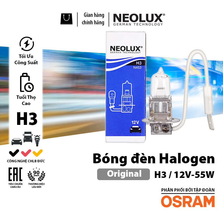 [BDNLXH312VN453] Bóng H3 N453 12V 55W PK22S BR NEOLUX