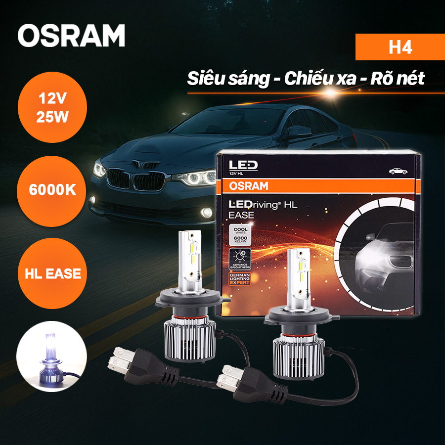 [BDOLEDF6204CW] Bóng Led Grass H4 F6204CW 12V 27/27W 6000K 2 bóng/hộp Hiệu Osram