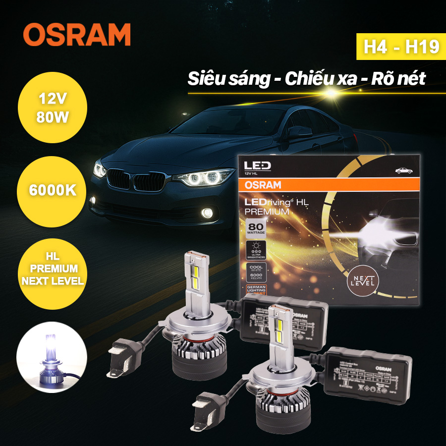 [BDOLEDH6204CW] Bóng Led Pocky 2 H4-H19 H6204CW 12V 80W 6000K 2 bóng/hộp Hiệu Osram