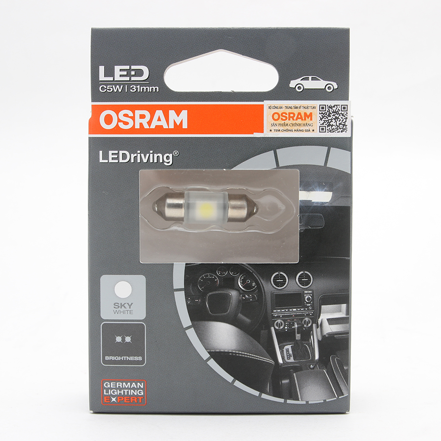 Bóng Led Cana Ngắn Standard Retrofit C5W 12V Màu Trắng Sky 6431SW Hiệu Osram