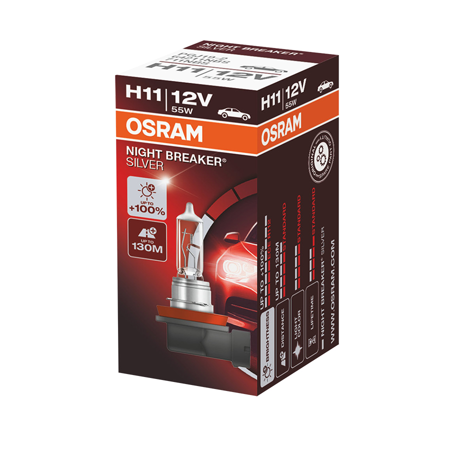 Bóng Halogen Tăng Sáng 100% Night Breaker Silver H11 12V 55W 64211NBS Hiệu Osram