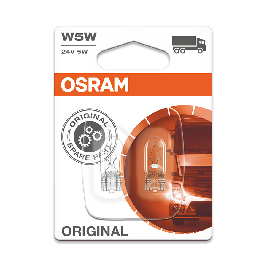 Bóng Chân Ghim Nhỏ 1 Tim Original W5W 24V 5W 2845-02B Hiệu Osram