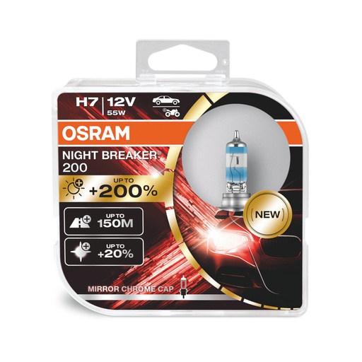 [BDOH712V64210NB200] Bóng Halogen Tăng Sáng 200% Night Breaker H7 12V 55W 64210NB200-HCB Hiệu Osram