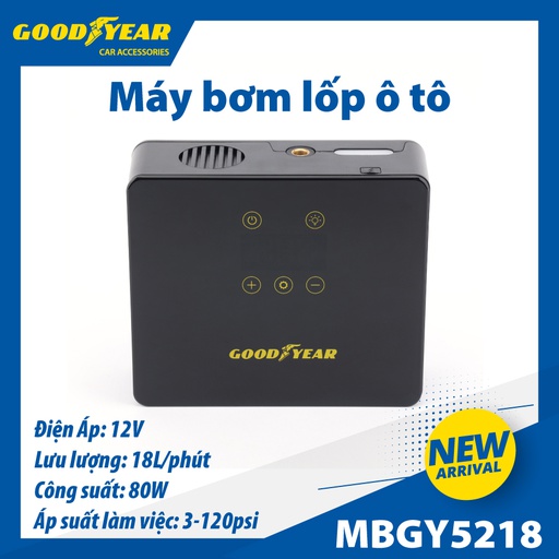 [MBGY5218] Máy bơm điện tử vuông GOODYEAR GY-5218 12V-27.7W- 80W-10A-120PSI-18L/min mặt đồng hồ điện tử-cảm ứng