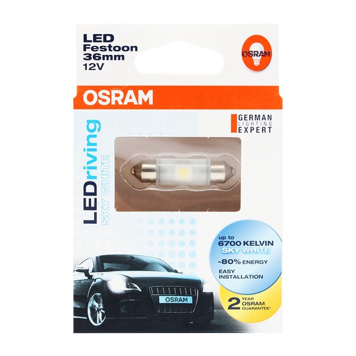 [BDOSV8512V6436SW] Bóng Led Cana Trung Standard Retrofit C5W 12V Màu Trắng Sky 6436SW Hiệu Osram